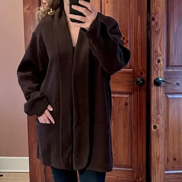 Escada sweater Medium minimalist cardigan brown Shawl‎ Scascata quiet luxury